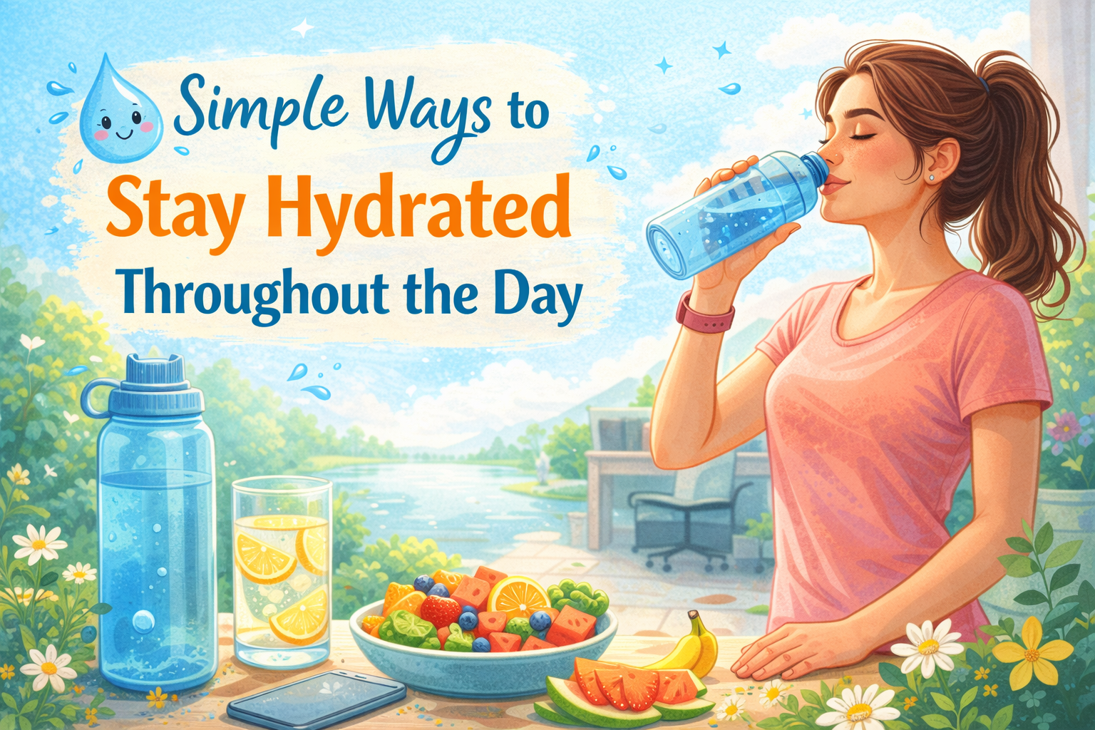 person drinking water to stay hydrated throughout the day