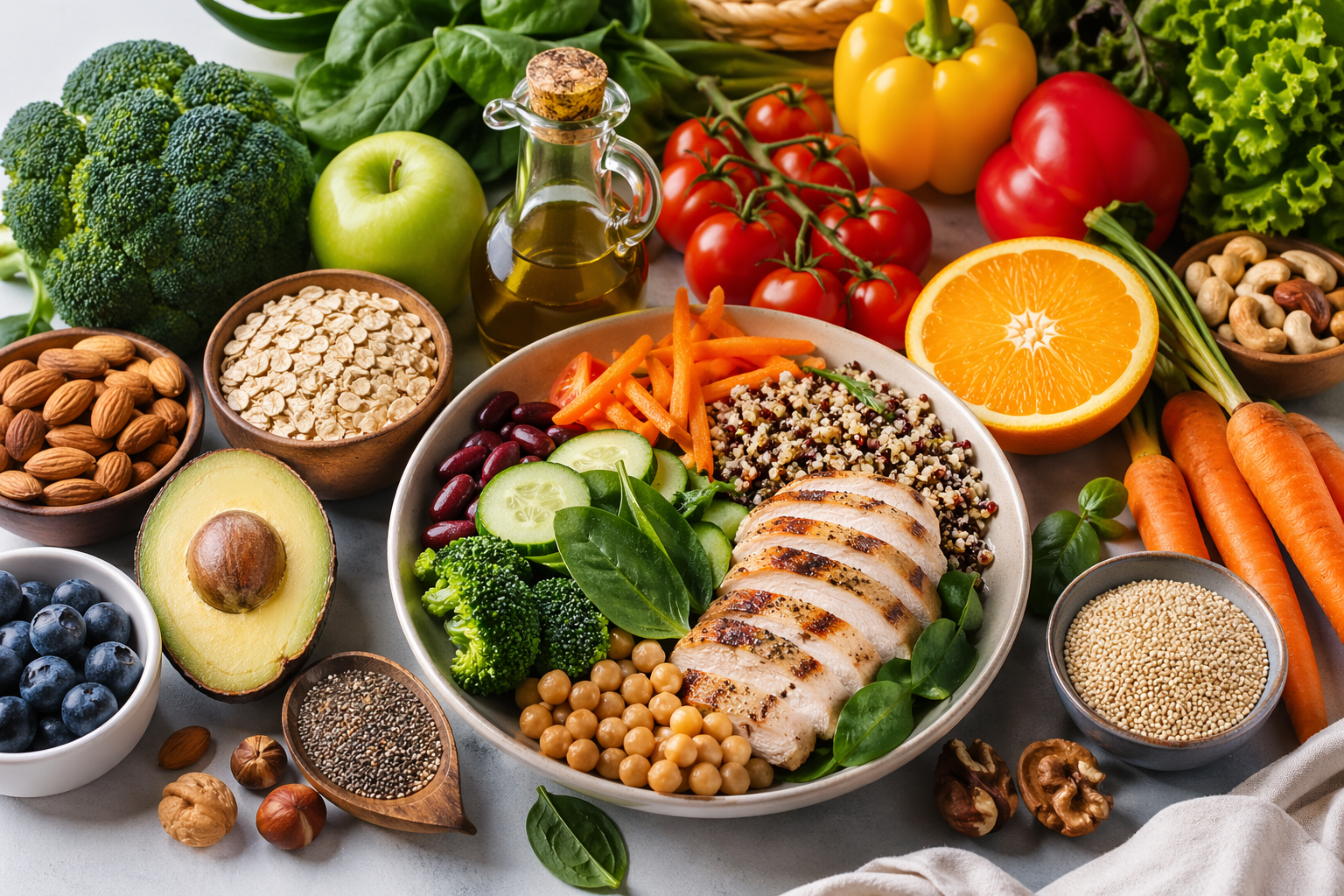 macronutrients diagram showing carbohydrates proteins and fats in a balanced diet