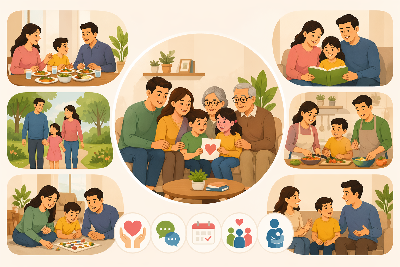 happy family spending quality time together at home