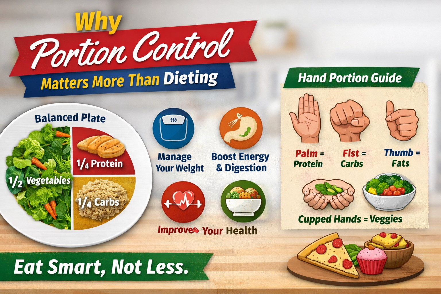 portion control balanced meal plate with proper food portions