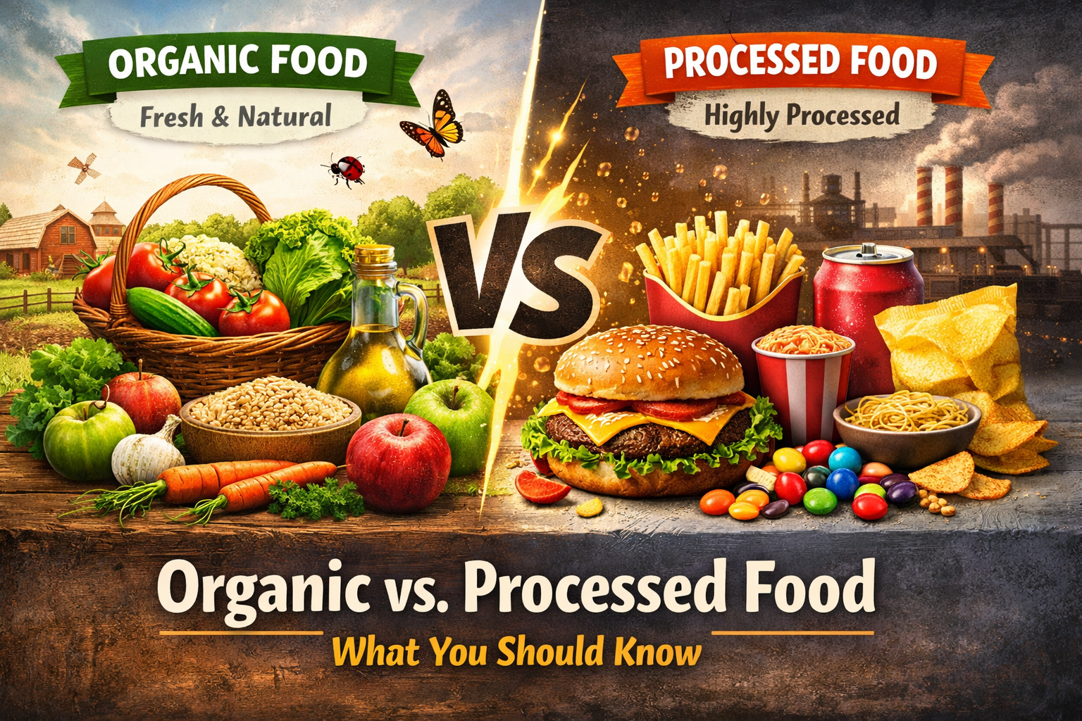 organic food vs processed food healthy vs junk comparison