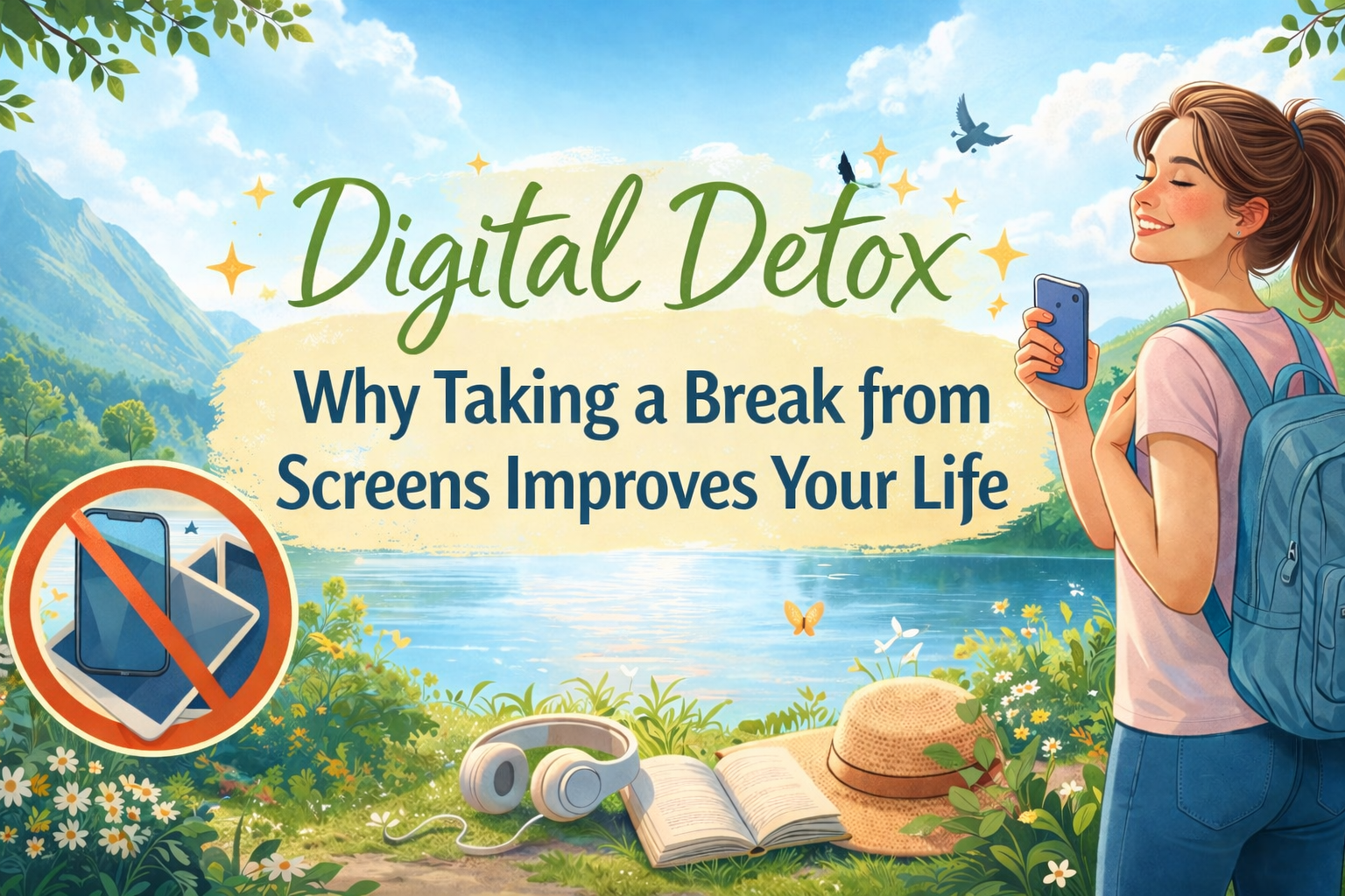 Digital detox concept with healthy lifestyle elements and screen-free living