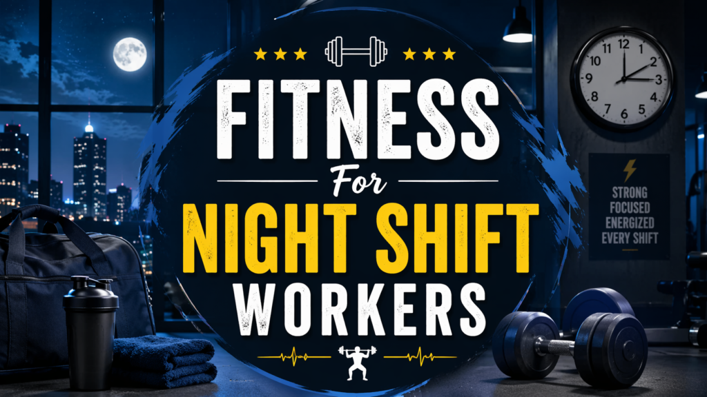 Fitness for night shift workers doing a home workout before starting their shift