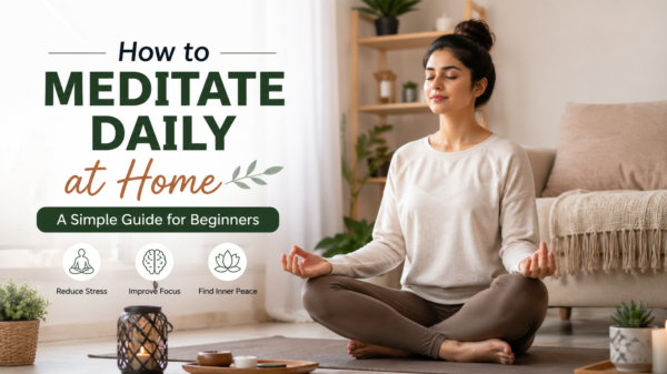 person practicing daily meditation at home in a quiet peaceful space