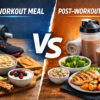 pre workout vs post workout meals comparison with healthy foods