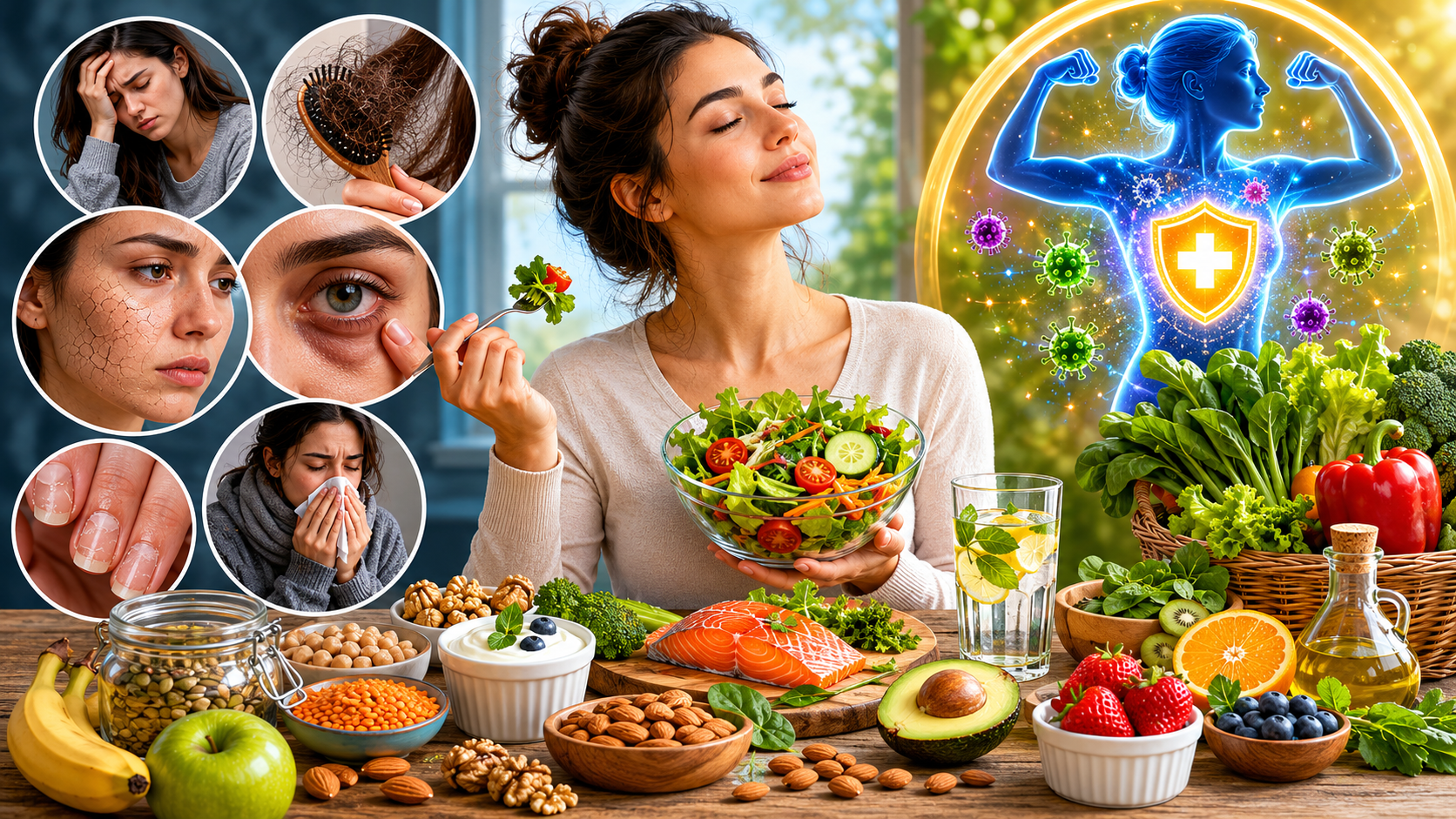 Healthy foods and lifestyle choices related to signs of poor nutrition
