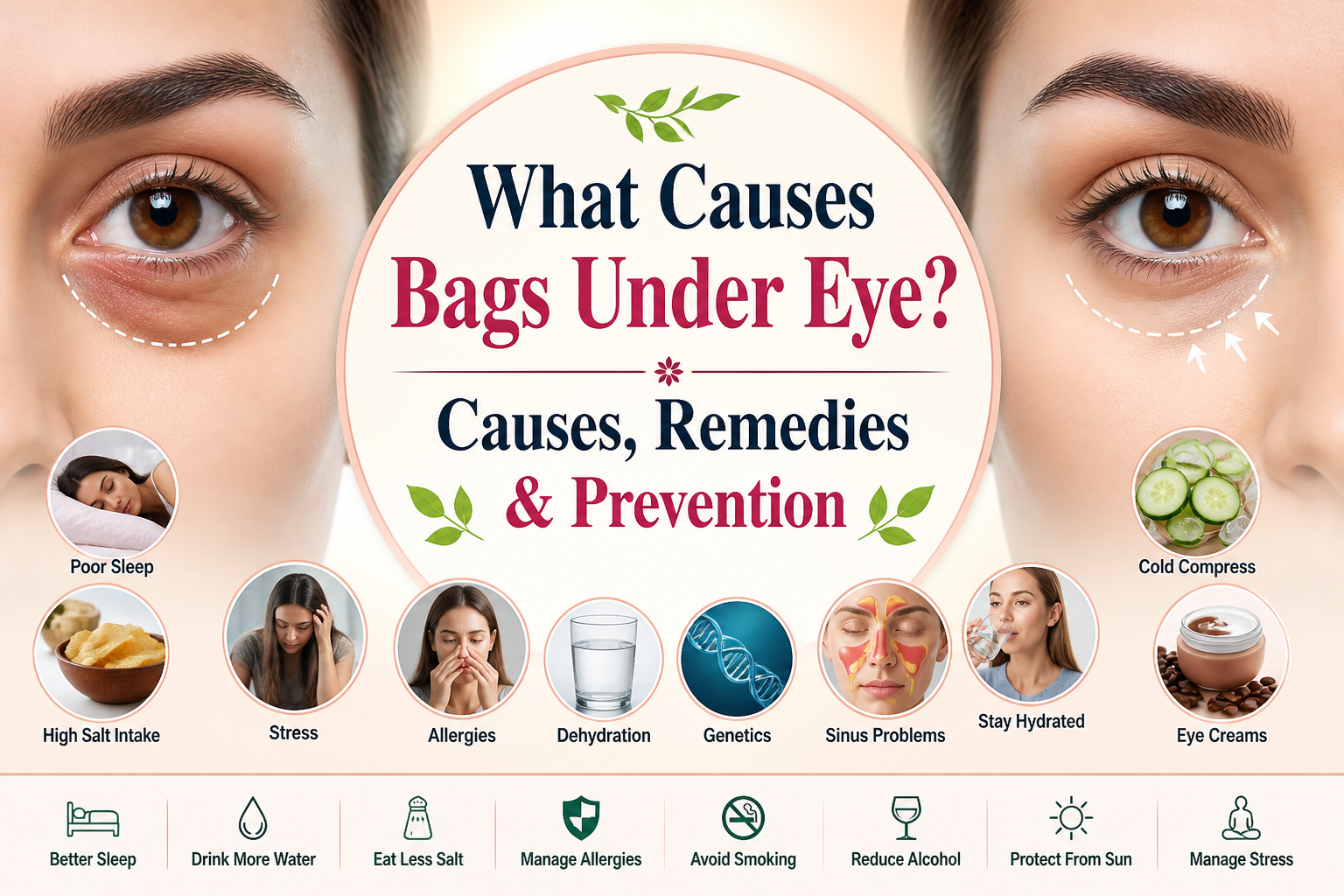 under eye bags causes like sleep deprivation aging allergies