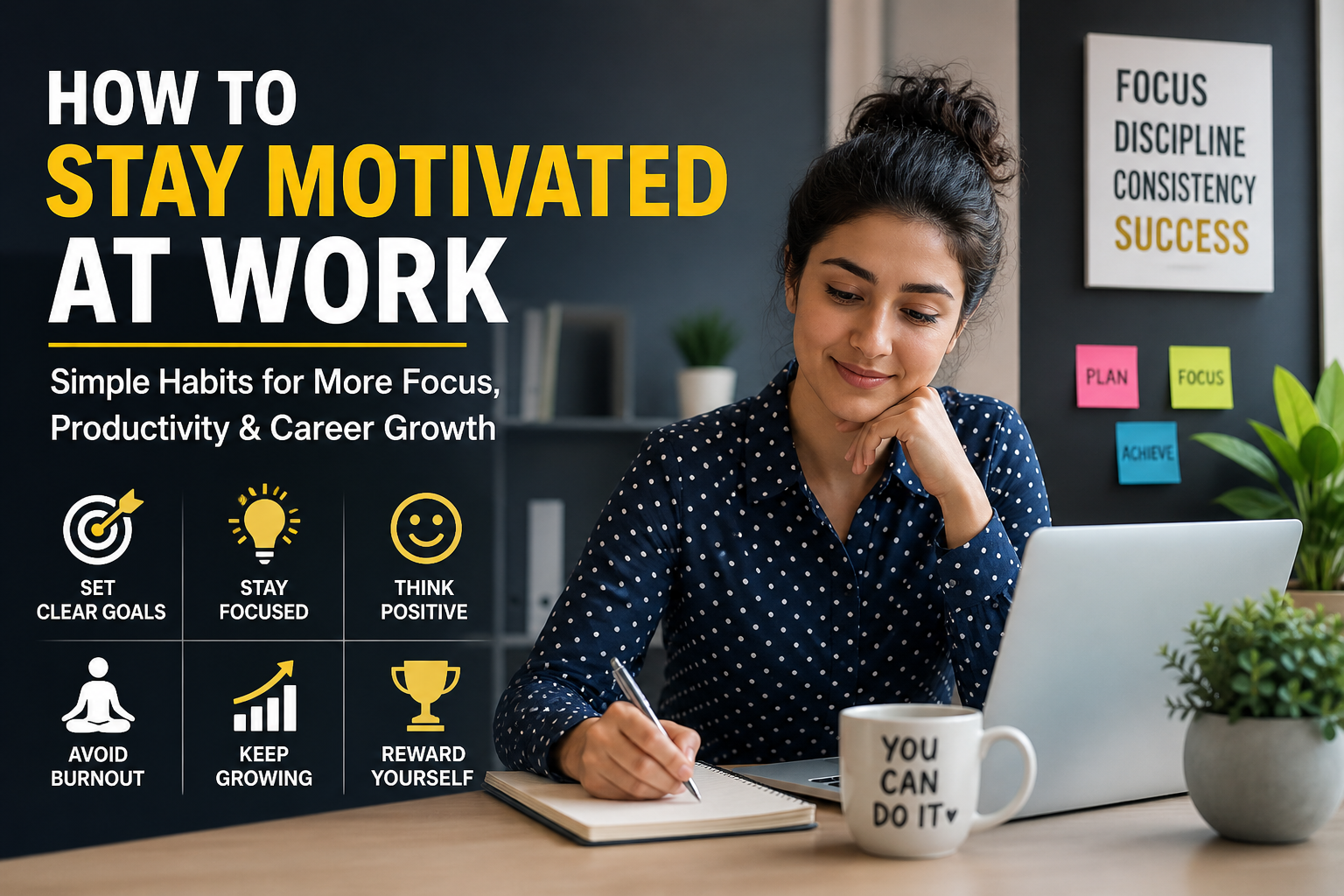 how to stay motivated at work with clean and organized workspace