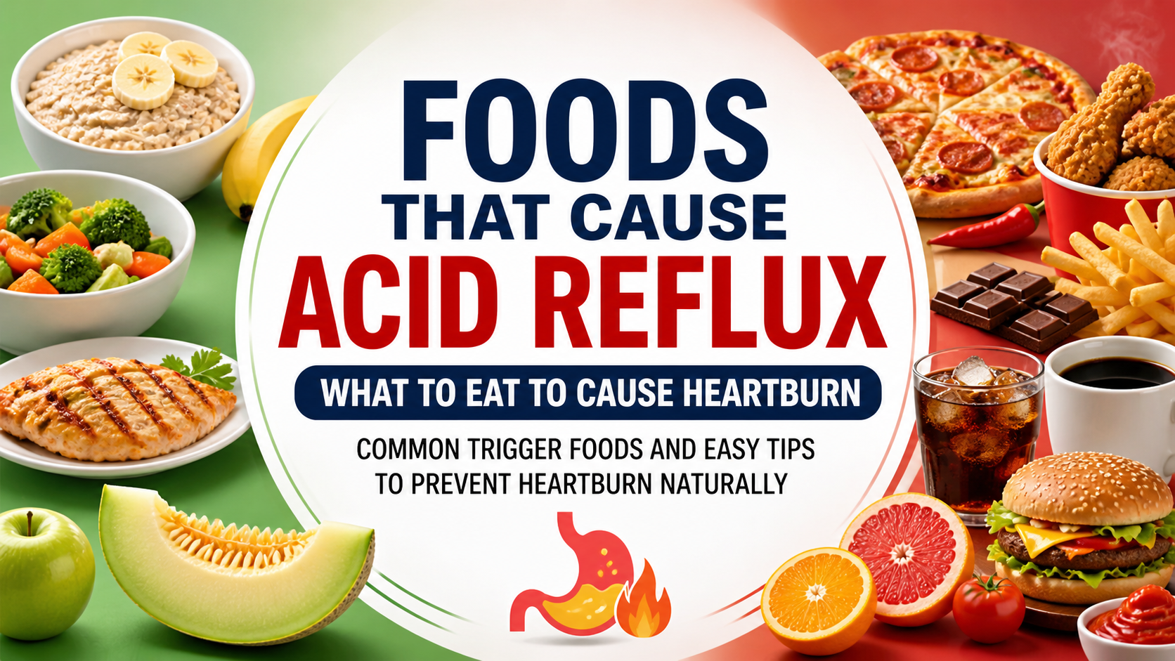 foods that cause acid reflux including spicy fried and citrus foods