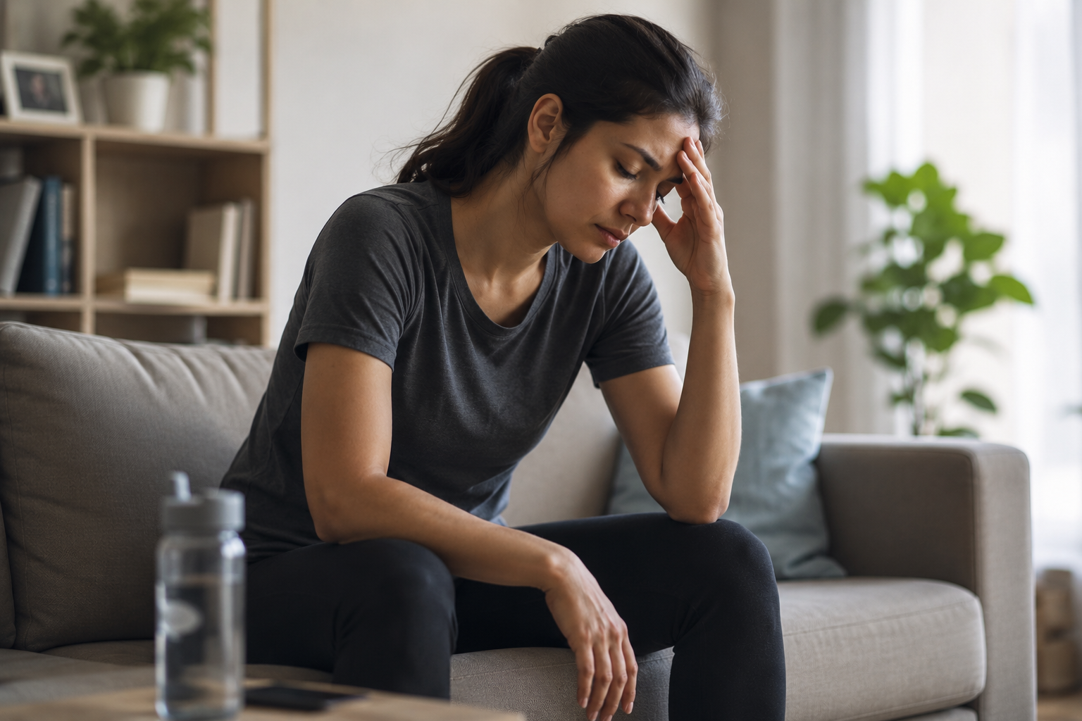 Woman looking tired after stopping regular exercise